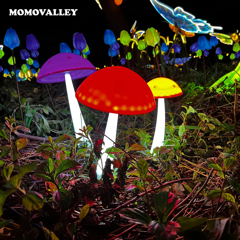 Momovalley 3D Yellow Cute Charm Lighted Illuminated Statue Ornament Shape Style Led Mushroom Lamp Garden Lighting
