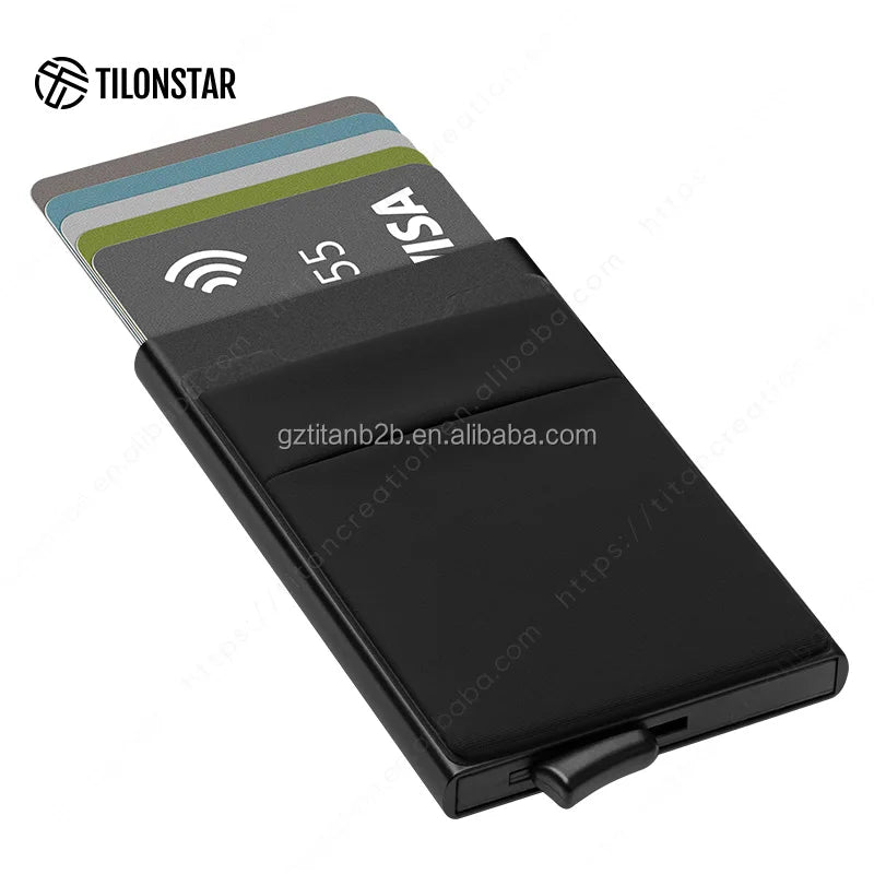 TILONSTAR TVC106 Minimalist Slim Rfid Blocking Aluminum Wallet Credit Card Holder Card Case Pop up Wallet