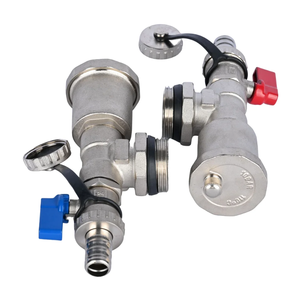 HANDING Hydronic Radiant Floor Manifold End Valve Set H4003 Series Nickel Plated Brass Fast Fill Drain Water Control OEM CE ISO