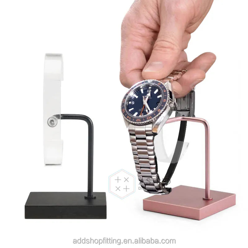 13.5 CM Stainless Steel Custom logo Rose Gold showcase Watch Display Stand
