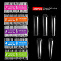 Wholesale 240pcs Clear Full Cover Coffin Acrylic Nails Tip Acrylic Press on Nails Soft Clear Acrylic Nail Tips with Box MegaBDM