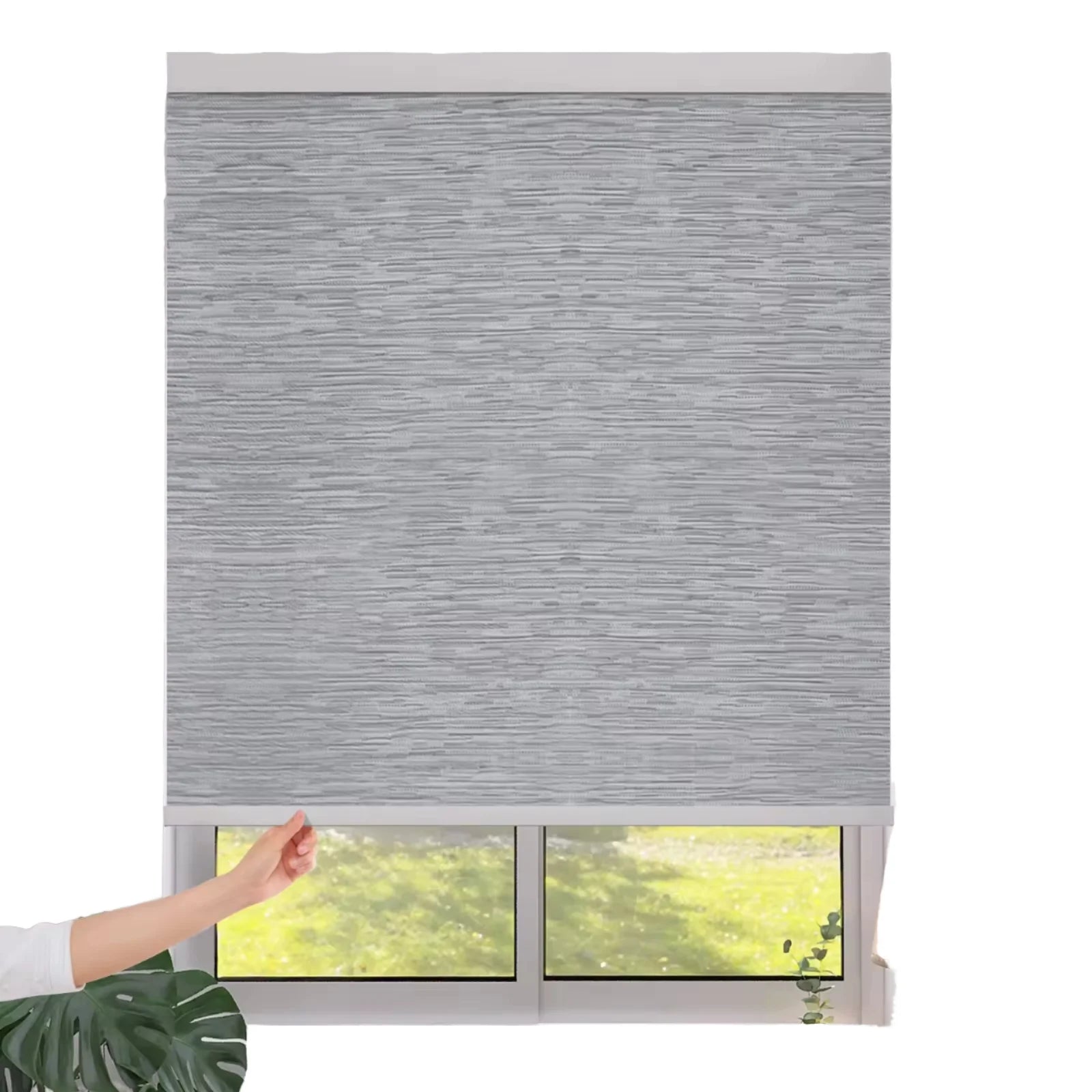 Modern Design Custom Size Built-In Plain Electric Horizontal Automatic Roller Blinds Multiple Colors French Window Blackout