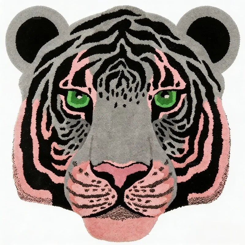 Custom Tiger-shaped Tufted Floor Rugs Specific 3d Design Animal Bedroom Handmade Chinese Wool Bedside Sculptured Carpet Rug