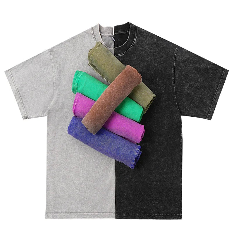 Wholesale Acid Wash Oversized 100% Cotton T-Shirts Comfortable Street Fashionable with Custom Logo Design Blank Design Available MegaBDM