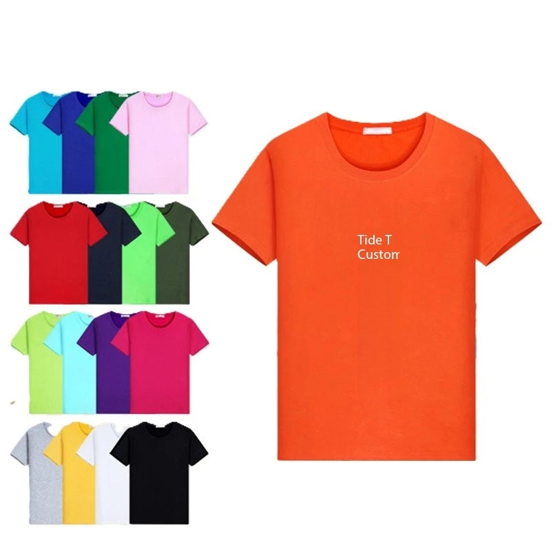 Bangladesh China Factory Price Wholesale CVC Cotton Round Neck T Shirt Loose Fit Short Sleeve Solid Color Basic T Shirt