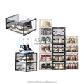Hot Sale opening cover Strong ABS PET Plastic High clear transparent stackable storage shoe box