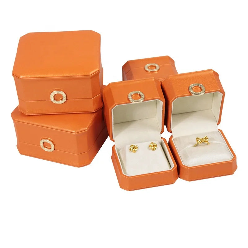 New Arrival Logo Black Leatherette Paper Jewelry Box Custom Earring Bangle Bracelet Pendant Ring Box Jewelry Packaging Box
