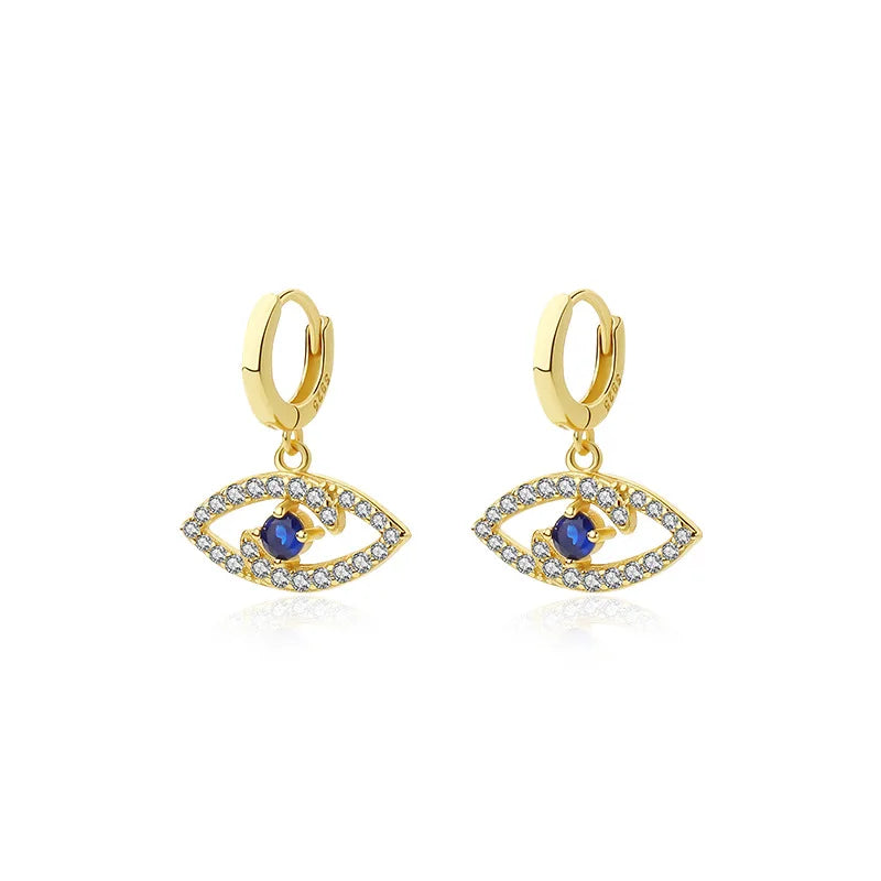 Devil'S Eye Earring Niche 925 Sterling Silver Temperament Micro-Inlaid Earbuckles Gold Wedding Fashion Earrings for Women Bride