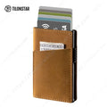 TILONSTAR TVC324 Designer Genuine Leather Aluminum Cardholder Rfid Pop up Wallet Men Card Holder