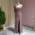 Jancember SCZ186 Slit Heavy Beaded Dubai Mermaid Women's Evening Party Dresses With Shawl