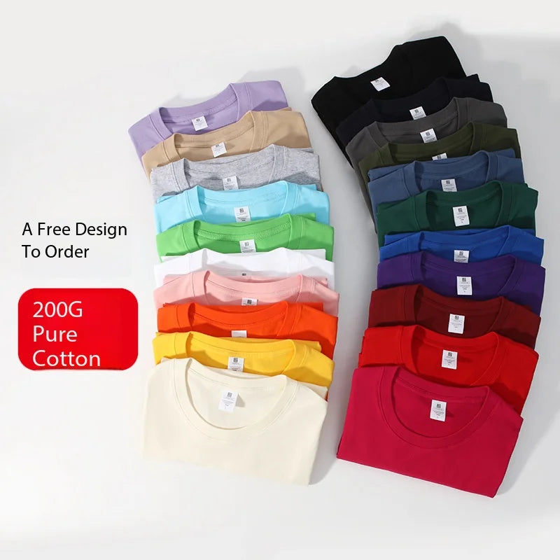 Bangladesh China Factory Price Custom Logo Embroidery 210g Cross-Border Custom-Made Round Neck Short Sleeve Pure Color t Shirrt MegaBDM