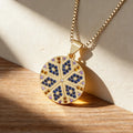 QIKU Vintage Snowflake Pattern Round Colorful Rhinestone Pendant Women Necklace Copper Zircon Jewelry Accessories Gift Wholesale