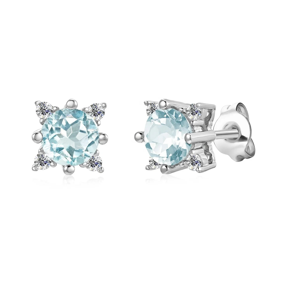 2022 New Natural Gemstone Jewelry 925 Sterling Silver Sky Blue Topaz Stud Earrings for Women Destiny Jewellery
