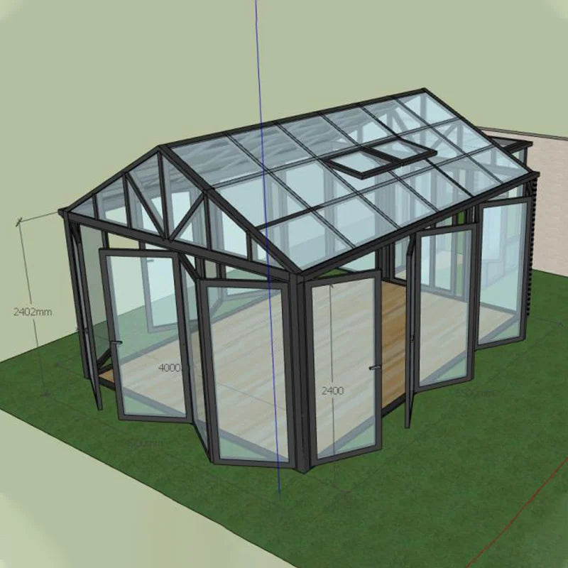 Wholesale Customizable Aluminum Alloy Frame Anti-UV Polycarbonate Glass House Free Standing Winter Sunroom for Patio Outdoor