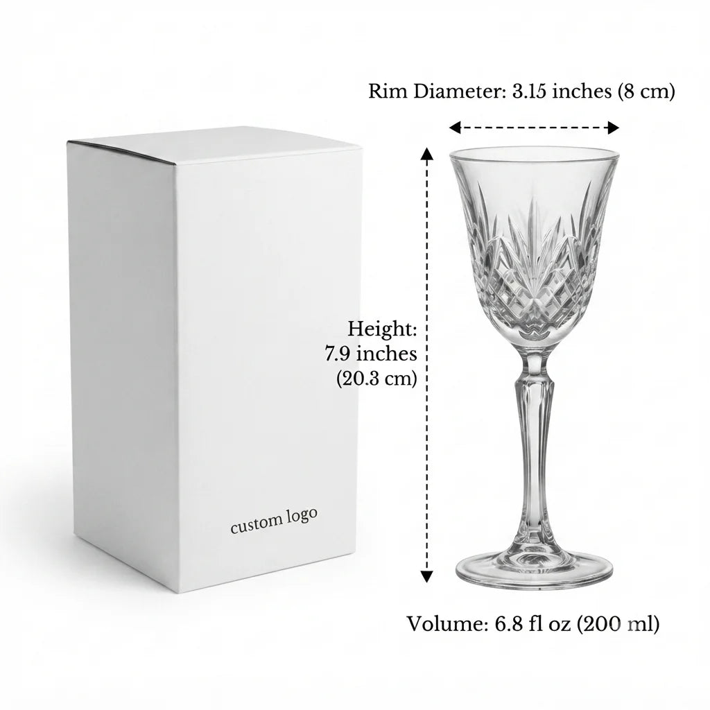 Reusable Vintage Crystal Wine Glasses Goblet Transparent Clear 101-200ml Capacity Durable Dishwasher Safe Custom Packaging for MegaBDM