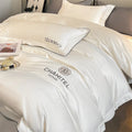 Customizable Luxury Simple White Hotel 600TC Long-Staple Cotton Embroidered Floral King Size Four-Piece All-Season Sheet Set MegaBDM