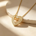 QIKU Luxury Rhinestone Heart Shape Pendant Women Necklace Accessory Copper Zircon Engagement Jewelry Anniversary Gift Wholesale