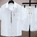 OEM Ice Silk Short Sleeve Shirt Shorts Plus Size Mens Summer Sports Casual Trendy Quick Dry 100 Polyester Two Piece Set MegaBDM