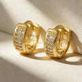 QIKU Wholesale Bold Small Gold Plated Pave CZ Copper Modern Luxury Valentine European Elegant Crystal Hoop Earrings for Women