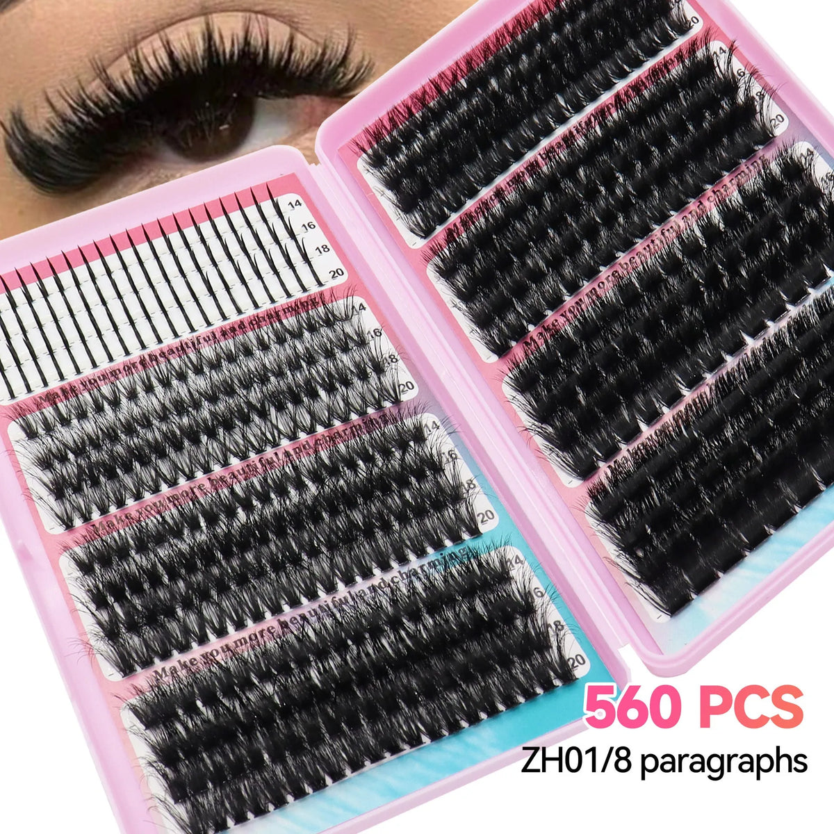 Wholesale 3D Fluffy 40D-200D Fluffy Thick DIY False Eyelash Single Tuft Large Capacity 10-20mm Mixed Segmented Eyelash Book MegaBDM