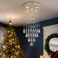 Modern Stainless Steel Crystal Chandelier Loft Apartment Staircase  Illumination