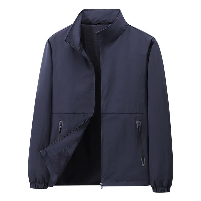 OEM Mens Waterproof Windbreaker Jacket Lightweight Nylon Outdoor Work Coat Stand Collar Casual Spring Autumn Hiking Mens Jacket MegaBDM