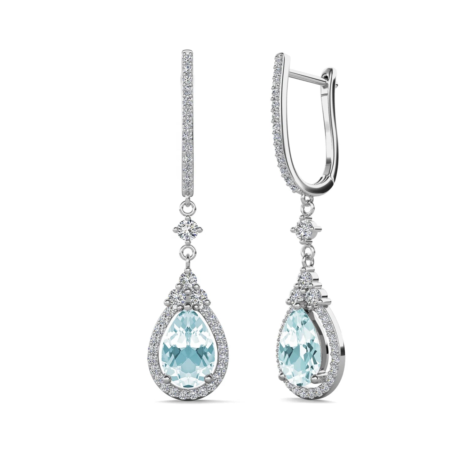 2023 New Natural Gemstone 925 Sterling Silver Blue Topaz Cluster Dangle Drop Earrings Wedding Bridal Jewelry Destiny Jewellery