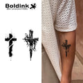 Waterproof Semi Permanent Jagua Juice Tattoo Sticker Gothic Thorns Cross Rose Flower Herbal Fake Tattoo for Women Men MegaBDM