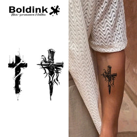 Waterproof Semi Permanent Jagua Juice Tattoo Sticker Gothic Thorns Cross Rose Flower Herbal Fake Tattoo for Women Men
