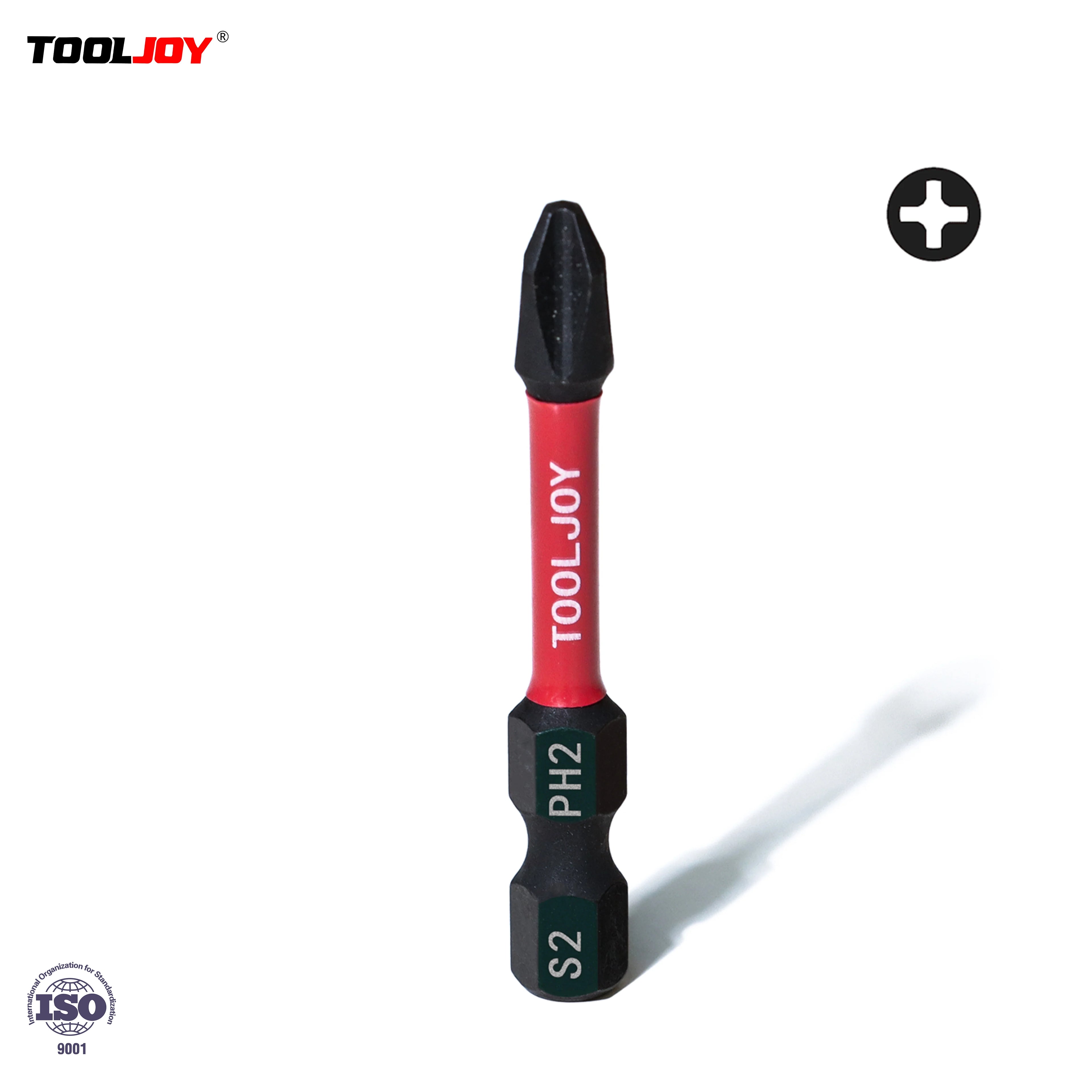 TOOLJOY Pro S2 Steel 1/4" Hex Impact Bits 50mm High-Torque PH2 Bits for Power Drills & Heavy-Duty Fastening