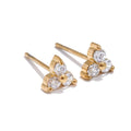 Showfay Simple Design Shiny Cubic Zircon Ear Studs Exquisite K Gold Plated Stainless Steel Stud Earrings for Women Jewelry MegaBDM