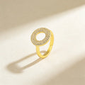 QIKU Fashion Full Crystal Hollow Round Rings Gold Color Copper Zircon Charm Jewelry Women Wedding Party Wholesale Dropshipping