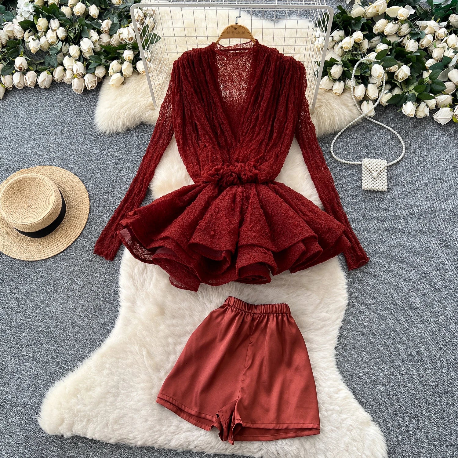 Women's Casual Loose Sets Sleeveless Top And Pleated Shorts Set American Clothing Wholesale