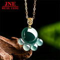 Natural a Type Jade Blue Water Cat's Paw Pendant 18K Gold Inlaid Ice Jade Stone Pendant Cute Women Jade Necklace MegaBDM