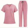 Custom Logo Women Scrubs Cute Scrub Women's Holiday Short Sleeve Plus Size Pocket Scrub Dye Loose V Neck
