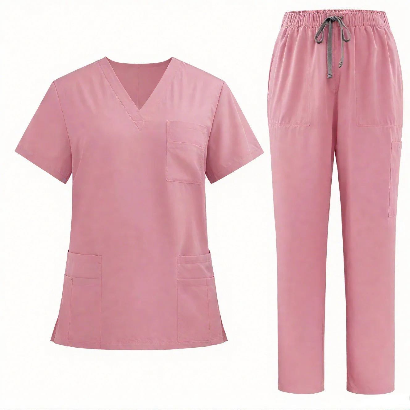 Custom Logo Women Scrubs Cute Scrub Women's Holiday Short Sleeve Plus Size Pocket Scrub Dye Loose V Neck