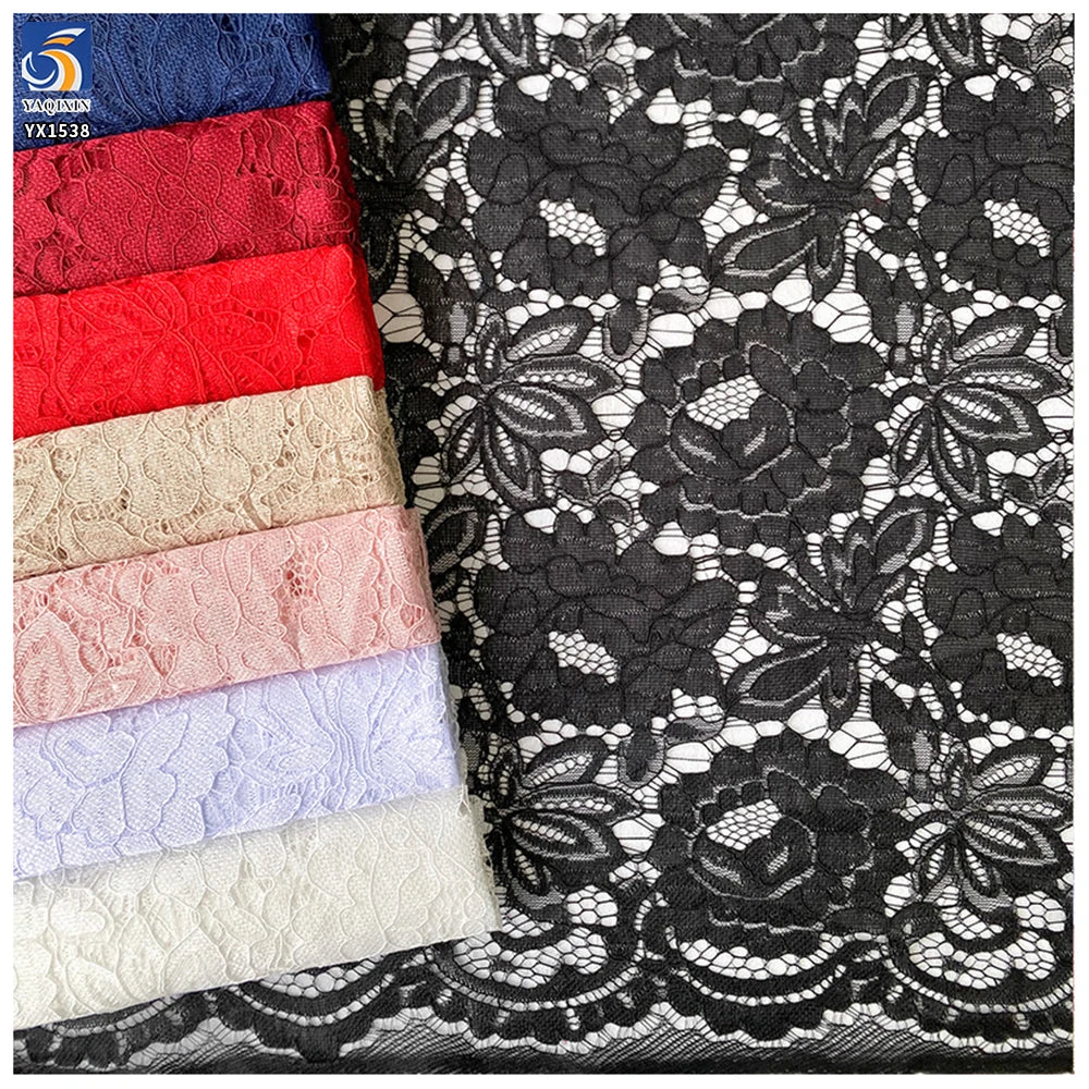 YX1538 120g Multi Color Floral Corded Warp Knit Lace Fabric 100% Polyester for Bridal Gowns and Women's Apparel MegaBDM