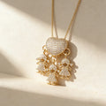 QIKU New Family Love Mom Dad Son Daughter Heart Girl Boy Pendant Charm Necklace Cubic Zircon Party Crystal Jewelry Mother Gift