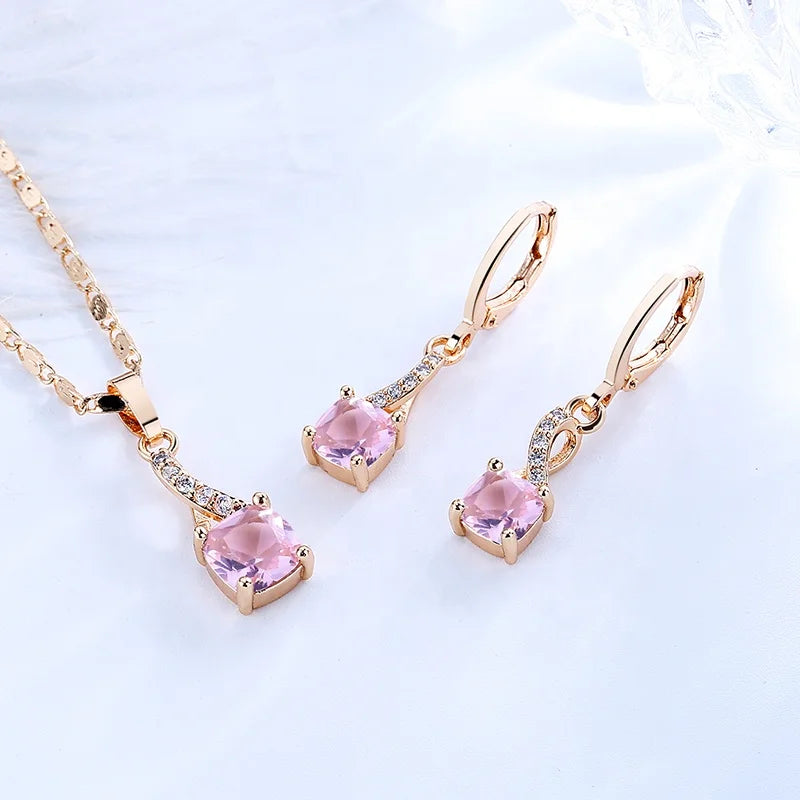 Wholesale Zircon Gold Jewelry Set Wedding Jewellery Fashion Jewelry Sets Women Luxury From Dubai 18K Solid Gold Plated for Women