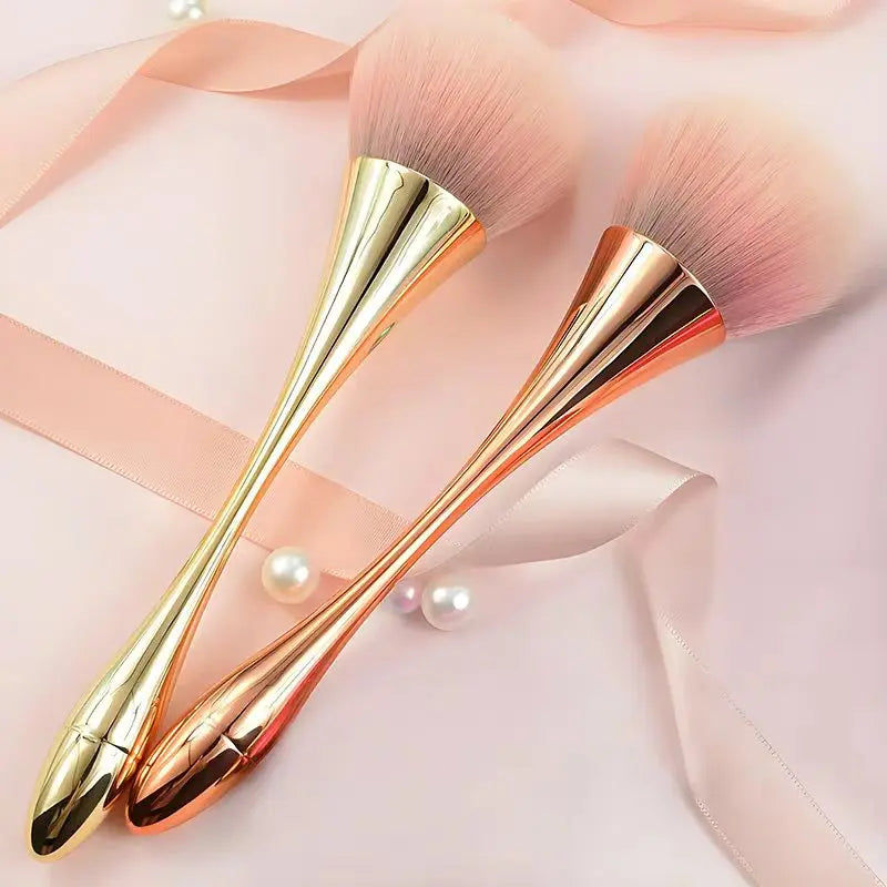Large Fan Makeup Brush Soft Synthetic Fiber Bristles Hourglass Handle Face Powder Blush Highlighter Cosmetic Brush MegaBDM