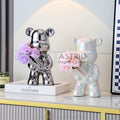 Modern Silver Bear Ceramic Bud Vase for Home Decor Flower Arranging Multifunctional Use