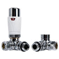 Avonflow Modern Angled Thermostatic Radiator Valves and Lock Shield Valve Set 15mm for Radiator & Towel Rail Bathroom