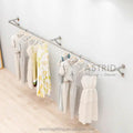 Silver U-shaped Shelf Hanging Detachable Garment Freestanding Stainless Steel Wedding Dress Display Rack Carton Packaging for