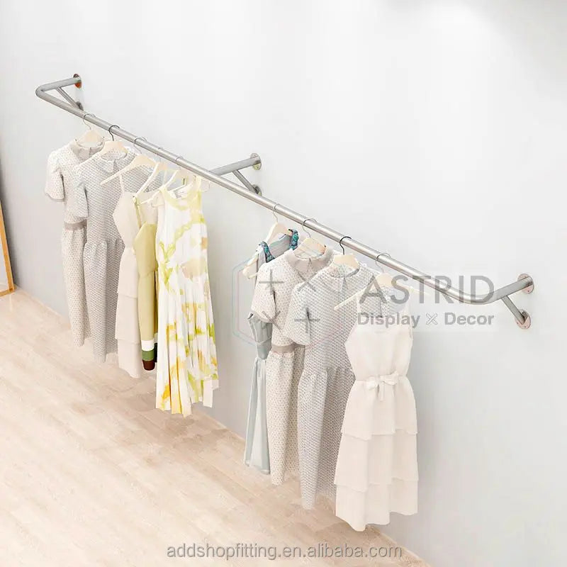 Silver U-shaped Shelf Hanging Detachable Garment Freestanding Stainless Steel Wedding Dress Display Rack Carton Packaging for