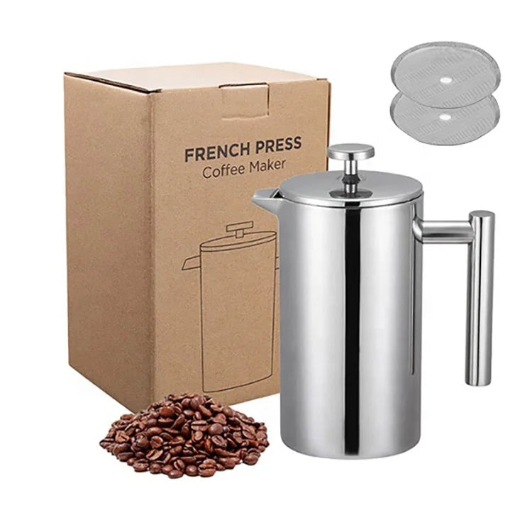 Insulated Double Wall 6 Capacity  Stainless Steel Coffee Maker Stainless Steel French Press