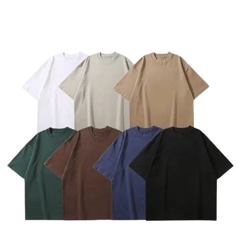 OEM Custom Logo Embroidery T Shirt 320g Heavyweight Cotton American Style Round Collar Double Gauze Streetwear Custom T Shirt MegaBDM