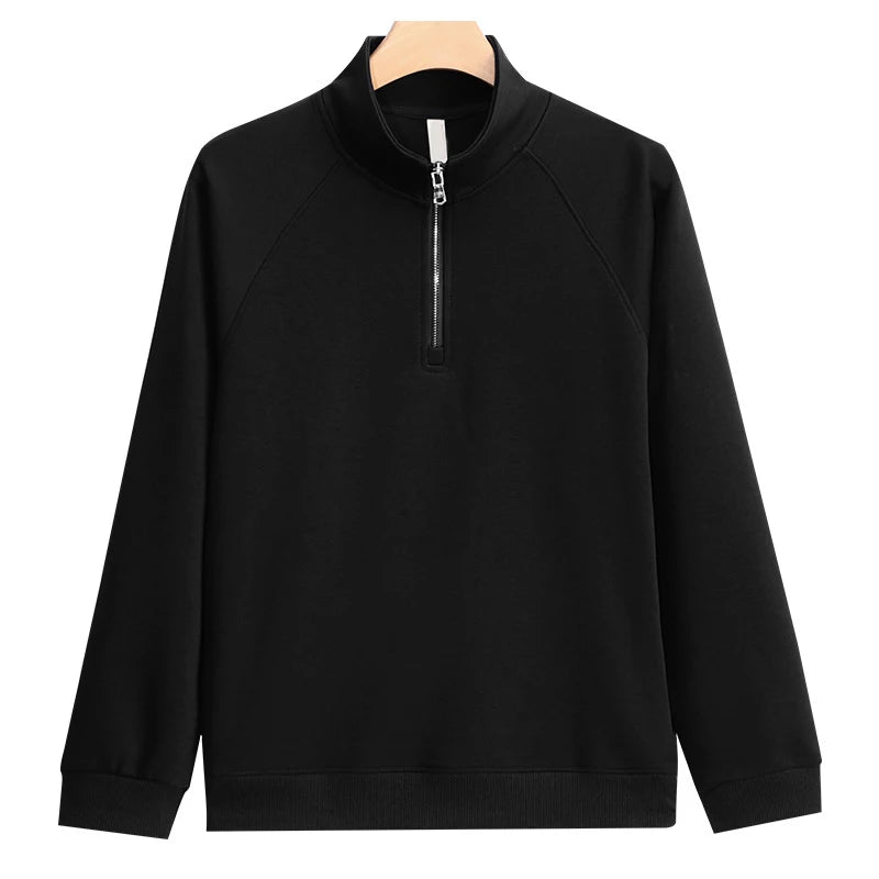 China Bangladesh Factory Price OEM Customized Logo Embroidery Mens Autumn Winter Stand Collar Half Zip Casual Sweatshirt