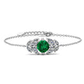 New Luxury Silver 925 Lab Grown Vivid Green Emerald Stone Olive Leaf Bracelet Jewelry for Women Destiny Jewellery