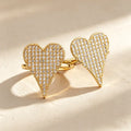 QIKU Heart Shape Women Rings Copper Zircon Opening Adjustable Jewelry Micro Pave Crystal Accessories Gift Wholesale Dropshipping