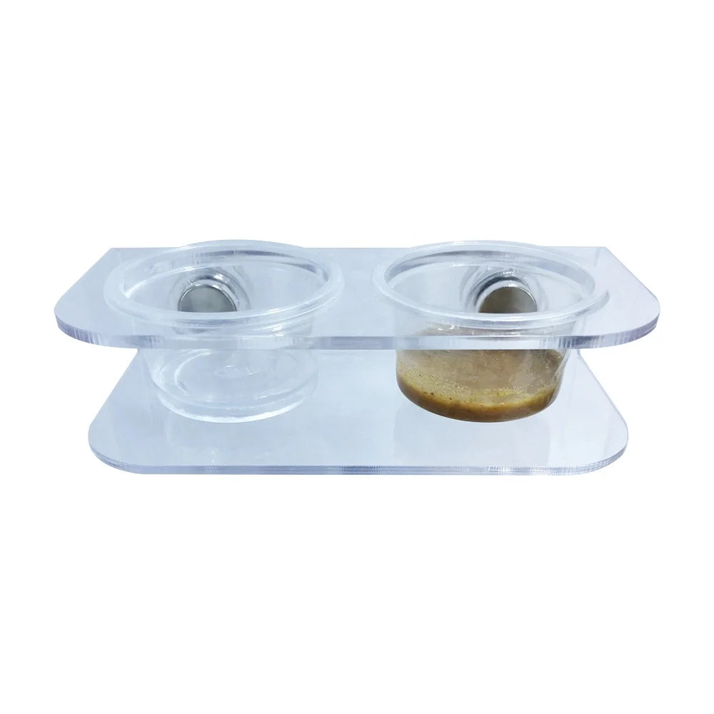 Magnetic Suction Transparent Acrylic Gecko Feeder 10 Cups Ledge for Reptile Eco-Friendly Fruit Paste Food Water Cup Bowl Holder